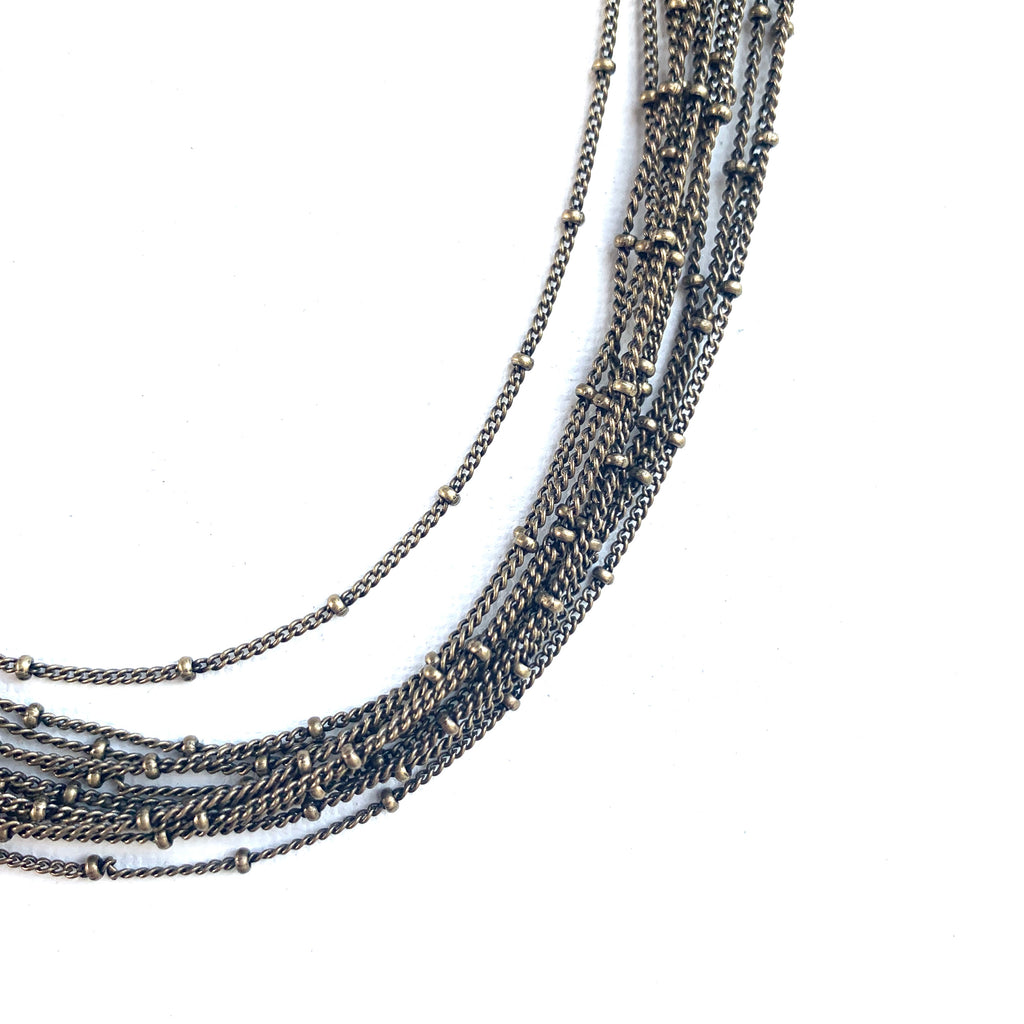 antique brass satellite chain necklace with small lobster claw clasp 16 inch necklace 18 inch necklace 