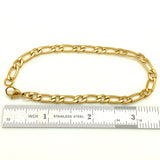 Figaro Chain Bracelet Gold Plated Stainless