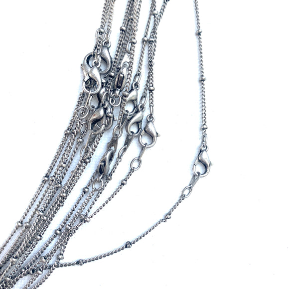 antique silver satellite chain necklace with small lobster claw clasp 16 inch necklace 18 inch necklace 
