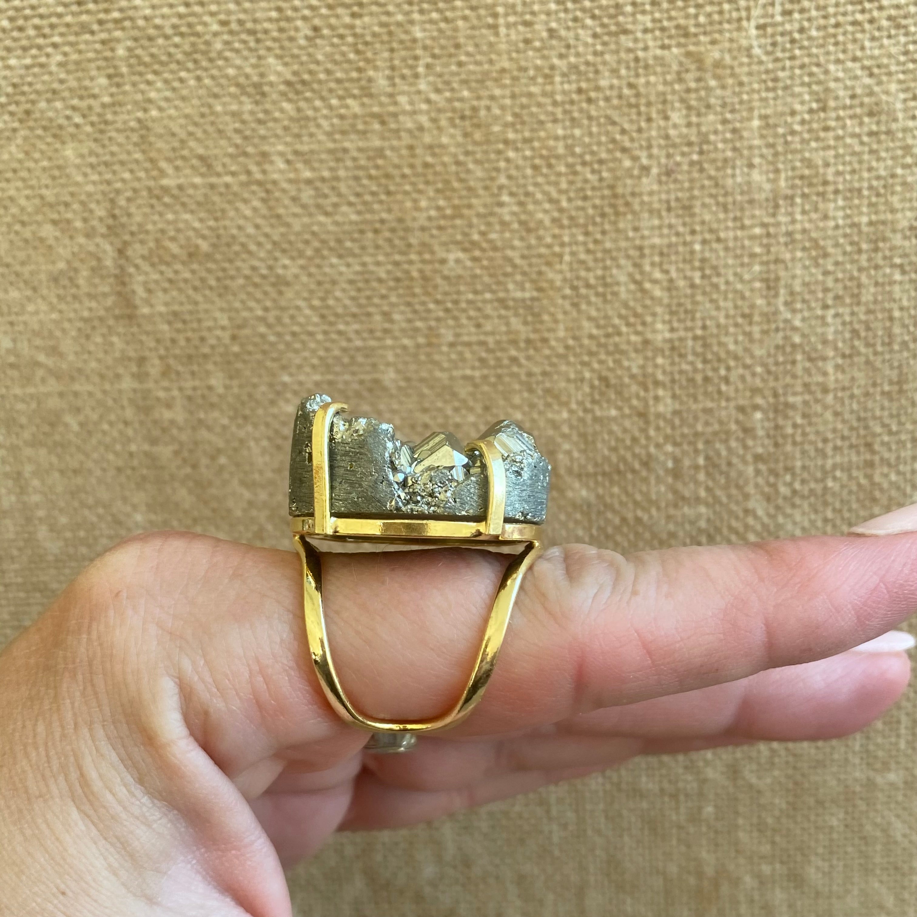 Pyrite Druzy Ring #54