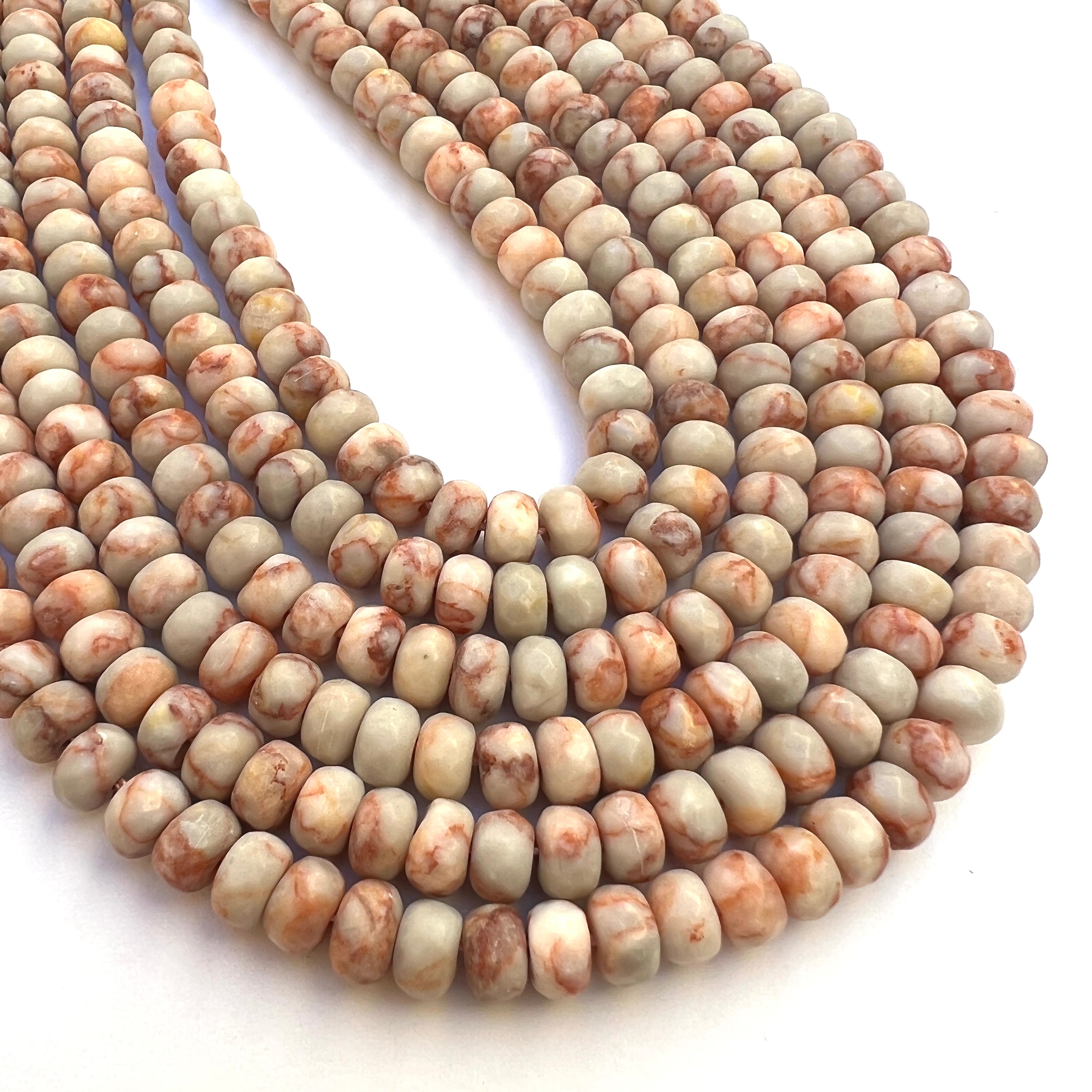 Red Veined Jasper - Faceted Rondelles