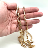 Satin Gold Plated Large Square Paperclip Chain Necklace